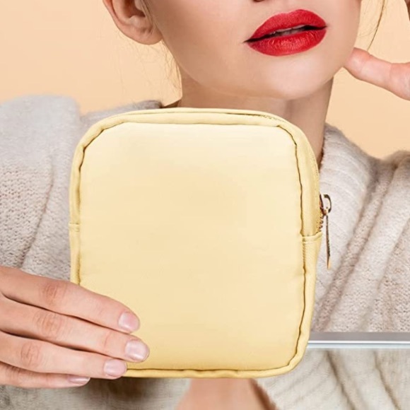 NWT Yellow Beige Nylon Mini Pouch - Picture 1 of 6